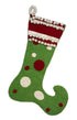 Hand Felted Wool Christmas Stocking - Green Jester with Red - ARCADIA HOME